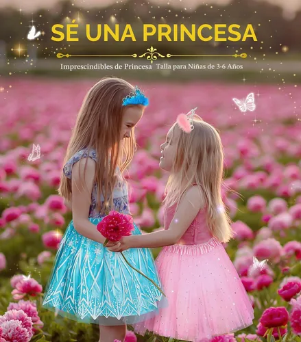 Vista 3 de Ropa de princesa para niñas pequeñas, juego de simulación y disfraz para niñas pequeñas de 3 a 6 años Rosa Azul