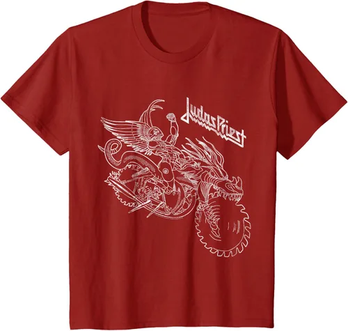 Vista 4 de Judas Priest - Camiseta de arándano con estructura de alambre para el dolor, Rojo, S