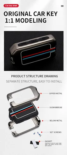 Vista 7 de KUNIO Funda protectora para llavero de automóvil XC40 XC60 S90 XC90 V90 T5 T6 T8, llavero de aleación de zinc y gel de sílice, 4 botones