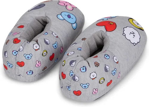 Vista 6 de BT21 Pantuflas para mujer Line Friends Pantuflas de felpa clásicas Line Friends Tata Van Chimmy Cooky Shooky y RJ