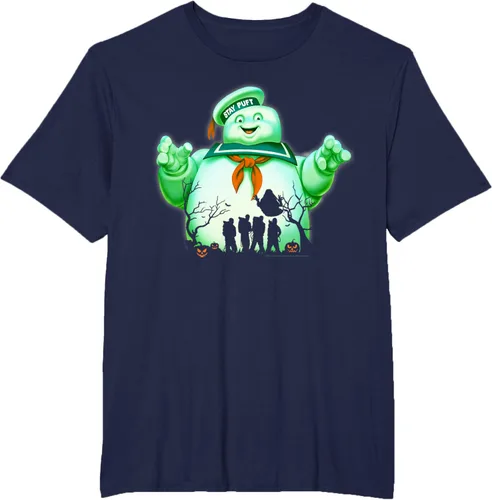 Vista 8 de Ghostbusters Marshmallow Man Group Shot Silhouette Camiseta Negro