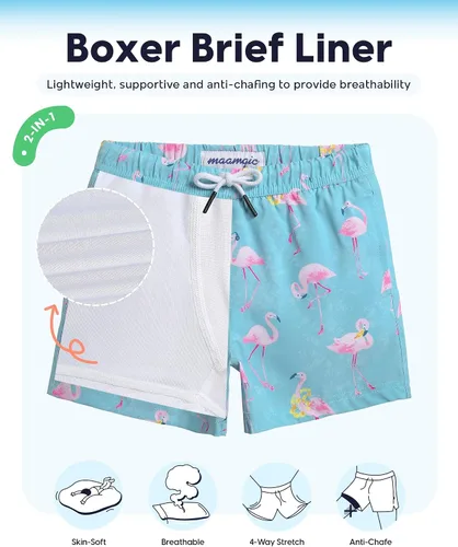 Vista 2 de maamgic Traje de baño para niños con forro de compresión para niños pequeños Aloha Flamencos