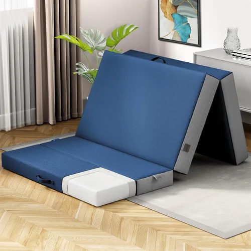 Vista 12 de Cozzzi Colchón plegable individual de 4 pulgadas para suelo y viajes con funda extraíble, colchón ligero y portátil para adultos y niños, compacto