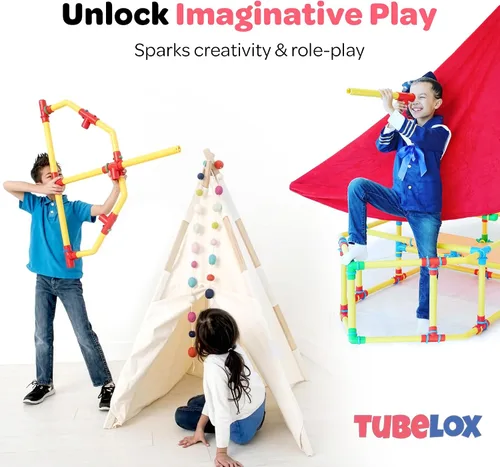 Vista 3 de Tubelox Juego de juguetes de construcción STEM de lujo y bolsa de almacenamiento Kit de construcción de tamaño real de 220 piezas para niños