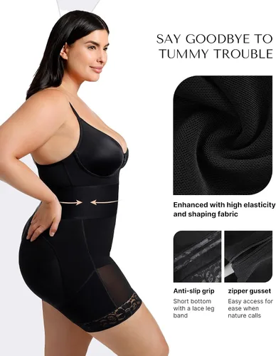 Vista 4 de SHAPELLX Body para mujer con control de abdomen, moldeador de cuerpo, control de abdomen, levantamiento de glúteos