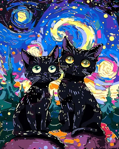 Vista 9 de FILASLFT Pintura por Números Gato Negro, Pintura por Números para Adultos y Principiantes en Lienzo, Kits de Pintura al Óleo de Paisaje de Jardín