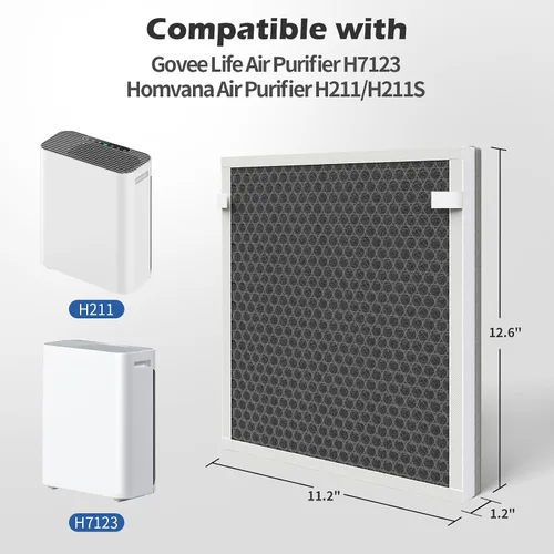 Vista 3 de Paquete de 2 filtros de repuesto H7123 / H7123101 / H211 / H211S compatibles con Govee H7123101 / Goveelife H7123 purificador de aire limpio