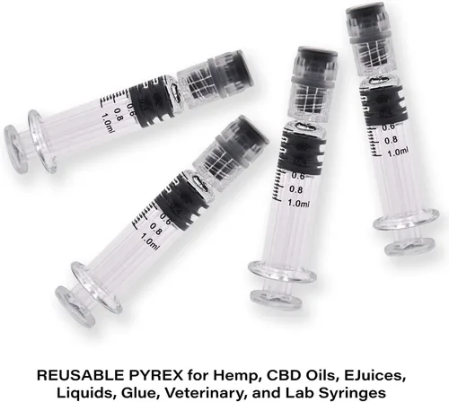Vista 5 de Jeringa Luer Lock de vidrio de 0.0 fl oz, 100 piezas de borosilicato reutilizable pyrex tubo resistente al calor para laboratorio, líquidos gruesos