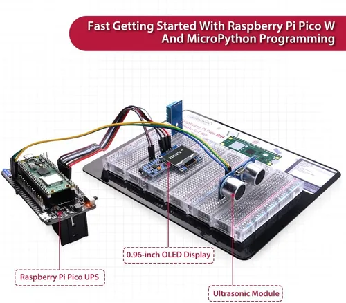 Vista 5 de GeeekPi Kit definitivo para Raspberry Pi Pico W con encabezados, tutoriales detallados, ejemplos de proyectos, varios elementos para programación