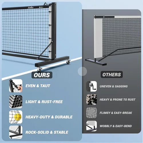 Vista 12 de Fostoy Pickleball Net, Pro Aluminum Frame with Dual-Side Tensioning System