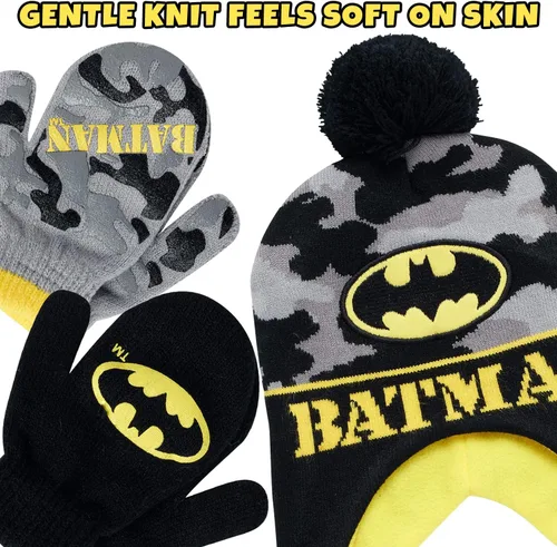 Vista 24 de DC Comics Conjunto de 2 pares de guantes o manoplas de invierno de Batman para niños (niños pequeños)