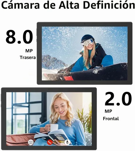 Vista 3 de Tablet Android 15 de 10 pulgadas con funda, 12 GB de RAM + 64 GB de ROM (expandir a 1 TB), tabletas con procesador de cuatro núcleos, WiFi 5G 6 Negro