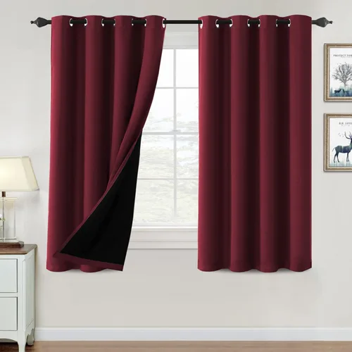 Vista 88 de H.VERSAILTEX Cortinas 100% de opacidad para dormitorio, con aislamiento térmico, cortinas opacas de 63 pulgadas de largo, cortinas de bloqueo