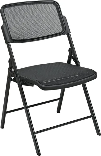 Vista 9 de Office Star ProGrid - Silla plegable de lujo transpirable para asiento y respaldo, paquete de 2, marco con acabado plateado