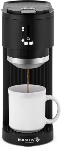 Vista 19 de Holstein Housewares Cafetera personal con taza de viaje de 14 onzas, máquina compacta de un solo toque con filtro reutilizable, apagado automático