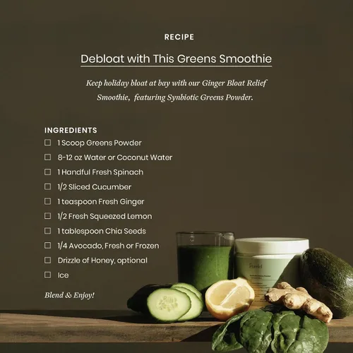 Vista 3 de Perelel Synbiotic Greens - Mezcla de superalimentos con frutas, verduras, probióticos, fibra, espirulina y clorella, suplemento de verduras diarias