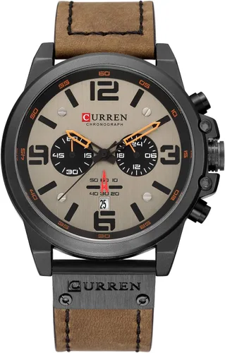 Vista 6 de FANMIS Reloj de hombre deportivo militar, analógico, de cuarzo, cronógrafo clásico, esfera sándwich, para negocios y vestir, resistente al agua