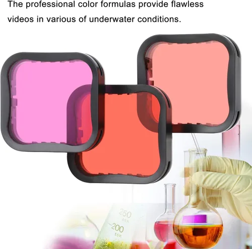 Vista 3 de SOONSUN Paquete de 3 filtros de buceo para GoPro Hero 5 6 7 Black Super Suit - Filtro rojo, rojo claro y magenta - Mejora los colores para diversas