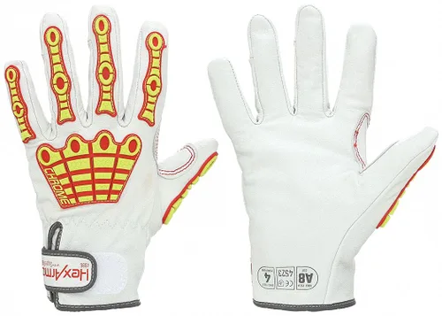 Vista 31 de HexArmor Chrome SLT® Series 4067 Leather Work Gloves, Large Resistente a los cortes, protección contra impactos 4067 Cuero Blanco y Naranja Impact
