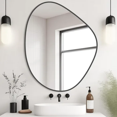 Vista 33 de WallBeyond Espejo asimétrico, espejo de pared irregular, espejos de pared decorativos para dormitorio, sala de estar, entrada, pasillo, espejo