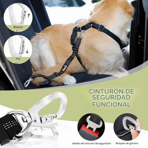 Vista 3 de SlowTon Arnés de Cinturón de Seguridad para Perro para Coche, Arnés de Coche para Perros Ajustable de Malla Transpirable y Arnés de Cinturón de Negro