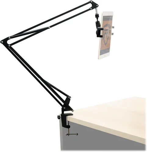 Vista 6 de Rockville Istand 22 Tablet Smartphone Holder 360 grados giratorio, ABS y agarre de goma, se adapta a 4.7-12.9 pulgadas, para soportes de micrófono