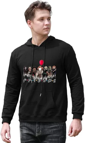 Vista 2 de Sudadera de manga larga con capucha para hombre de Halloween con bolsillo frontal