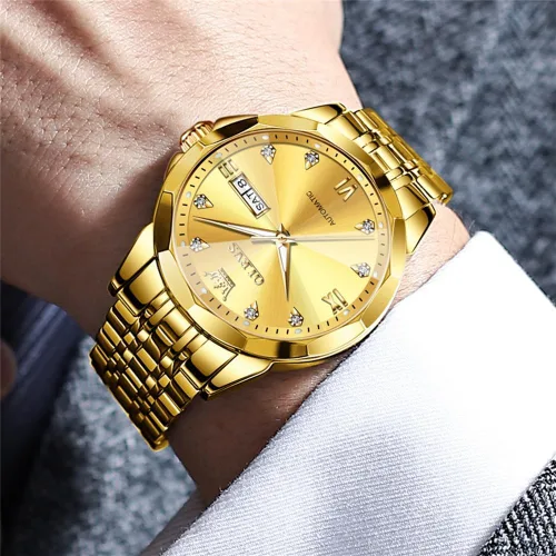 Vista 26 de OLEVS Reloj de pulsera automático con diseño de esqueleto para hombre, de lujo, con diamantes de lujo, de acero inoxidable, calendario, reloj