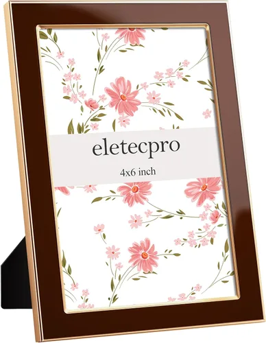 Vista 26 de eletecpro 4x6 Enamel Picture Frame with Real Glass Cover, Pink, 1-Pack Rosa con oro