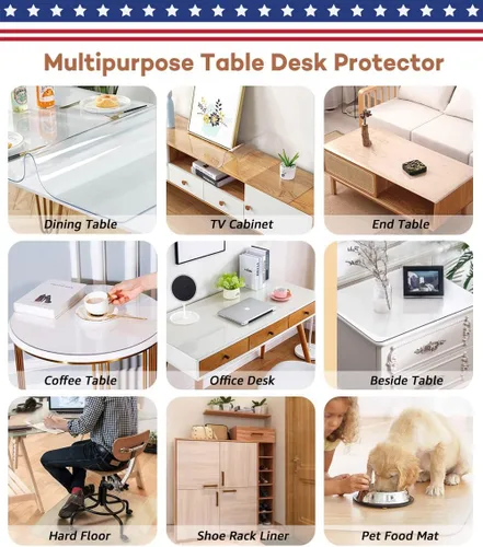 Vista 7 de RostiKong Protector de Mesa Transparente 14x24 Pulgadas Alfombrilla de Escritorio de Vinilo Secante Encima de Escritorios Protector de Mesa de PVC