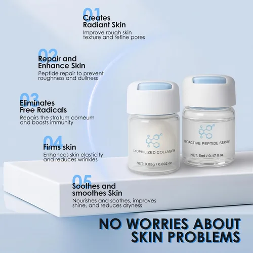 Vista 2 de Noviqo Colágeno liofilizado para cara, mascarillas de belleza, antiarrugas liofilizadas, sistema de colágeno de nano-seda, tratamiento instantáneo