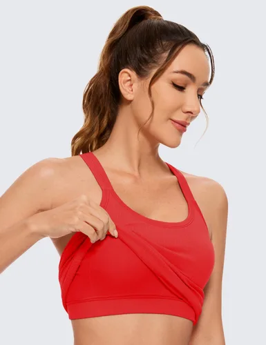 Vista 4 de CRZ YOGA Camiseta sin mangas acanalada sin costuras para mujer con brasier integrado, cuello redondo acolchado, adelgazante, atlética, larga
