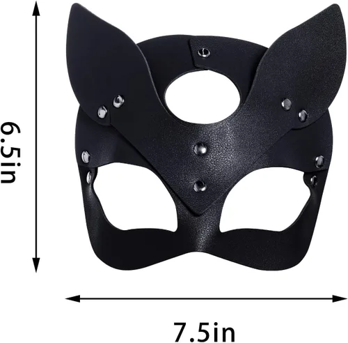 Vista 2 de Yookat Paquete de 3 máscaras de cuero para fiesta de máscaras, máscara de piel de zorro, máscara de mascarada para mascarada, cosplay, fiesta