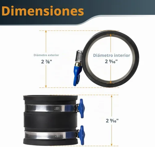 Vista 5 de POWERTEC 70402 Reductor de cono de manguera de 4 a 2-1/2 pulgadas y manguito flexible de control de polvo de 2-1/2 pulgadas con abrazaderas