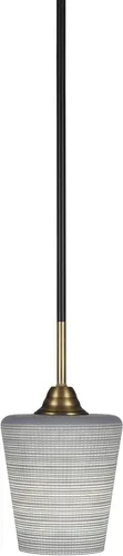 Vista 184 de Toltec Lighting Paramount - Mini colgante de 1 luz en acabado negro mate con cristal de arte perla de 7 pulgadas y estilo negro
