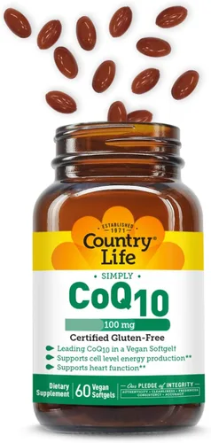 Vista 6 de Country Life Simply CoQ10 100mg - Suplemento de apoyo para la función cardíaca y la energía celular, coenzima pura Q10 para la salud antioxidante