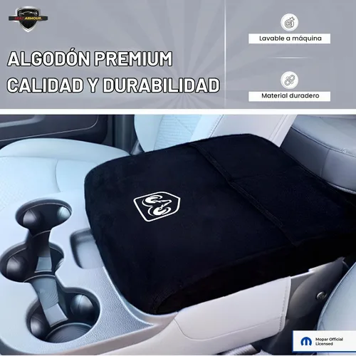 Vista 2 de Cubierta de reposabrazos de consola premium para Dodge Ram (2014-2020) - (Modelos de asiento de salto) – Protector de tapa de consola suave, lavable