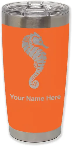 Vista 27 de LaserGram Vaso aislado al vacío de 20 onzas, caballito de mar, grabado personalizado incluido (negro)
