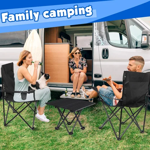 Vista 6 de Silla de camping portátil para adultos, silla plegable de tela Oxford para exteriores, resistente, plegable, ligera, con soporte para tazas de malla
