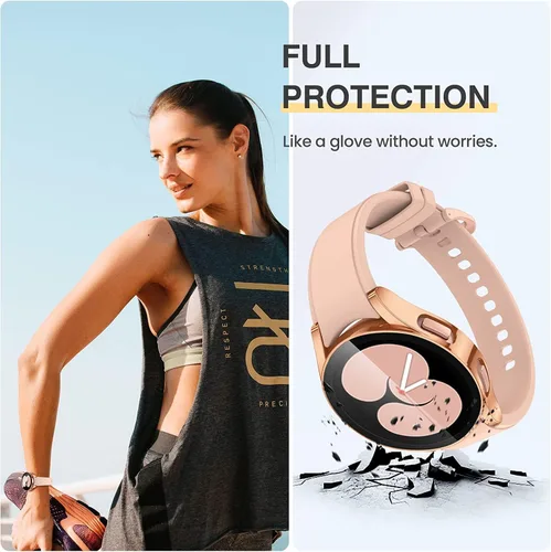 Vista 3 de Tensea Paquete de 2 fundas protectoras de pantalla para Samsung Galaxy Watch FE 2024/5 2022/4 2021 de 1.575 pulgadas, accesorios para la cara, funda