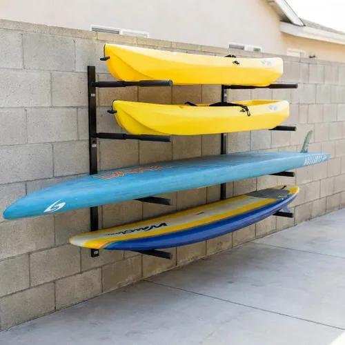 Vista 3 de COR Surf Estante de montaje en pared para tabla de surf o paddleboard para almacenamiento de pared Estante de almacenamiento de garaje SUP de alta