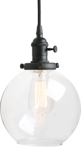 Vista 7 de Pathson Lámpara colgante negra con cristal redondo globo