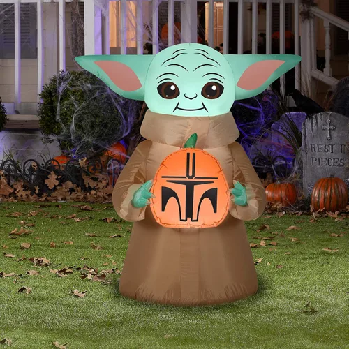 Vista 2 de Gemmy Airblown The Child con calabaza Star Wars, 3.5 pies de alto, multicolor