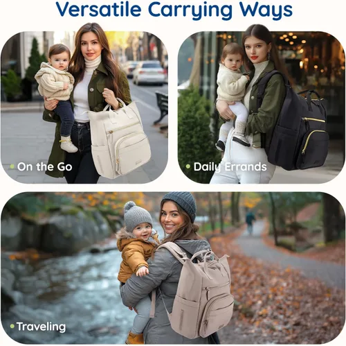 Vista 2 de mommore Mochila de neopreno para pañales de bebé, pequeña y ligera, resistente al agua, para niños y niñas, recién nacidos, con cambiador, correas