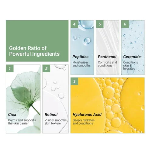 Vista 3 de Meebak Crema Cica Hidratante diario para calmar, reparar y reafirmar con niacinamida, péptidos y retinol Hidratación profunda para piel