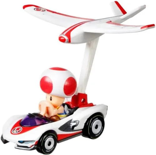Vista 2 de DieCast Hot Wheels Mario Kart Toad - Coche de personajes con planeador
