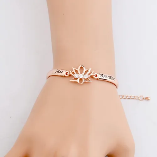 Vista 5 de WUSUANED Pulsera de flor de loto espiritual con tarjeta de mensaje, joyería de yoga curativa, regalo inspirador para mujeres