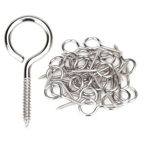 Vista 16 de Aovchei - 150 tornillos de ojo de acero inoxidable 304 de 0.59 pulgadas, ganchos de tornillo Rust-Resistant Self Tapping Eyelet Bolts for Wood
