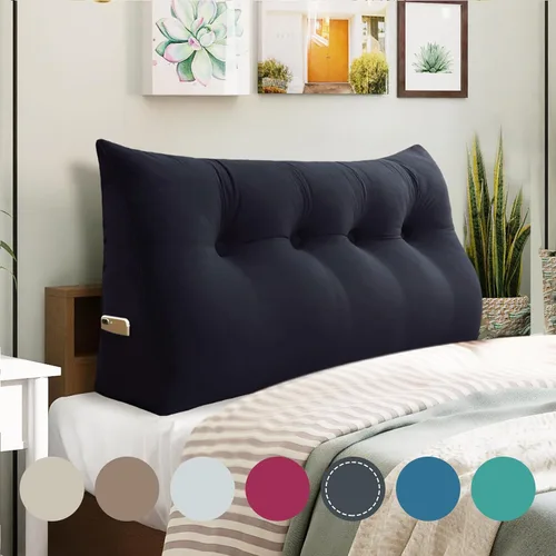 Vista 64 de Almohada de cuña doble gruesa de 8 libras para cabecero de dormitorio universitario, almohada de cuña de terciopelo con respaldo triangular