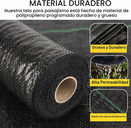 Vista 2 de Cubierta de suelo resistente para jardín de 6.5 pies x 32 pies con control de barrera de malas hierbas
